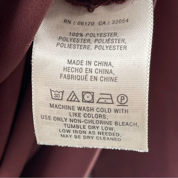 Anthropologie Maeve Eva Faux Wrap Drape Front Blouse Burgundy Mauve Size 6 - Picture 6 of 7